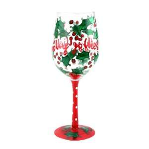 Top Shelf Holly Jollies Wine Glass 