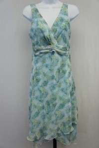 Karin Stevens Petites Blue/Green Floral/Paisley Dress 6  