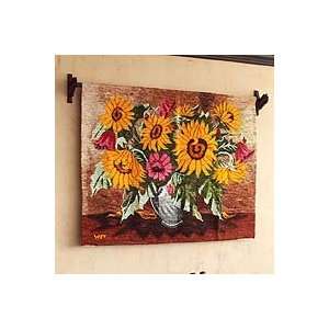  NOVICA Wool tapestry, Bouquet of Sunflowers