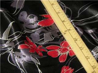 BLACK JAPANESE ORIENTAL SHINY SATIN FABRIC by YARD RED  