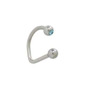 Lippy Loop Labret Surgical Steel with Light Blue Jewel   14 Gauge 10mm