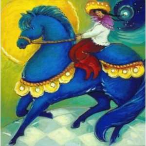 Linda Carter Holman   Riding Blue Signed Open Edition Giclee on Paper 