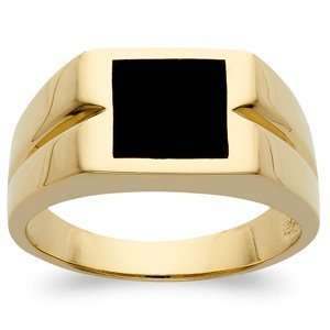  14K Gold over Sterling Mens Genuine Black Onyx Ring, Size 