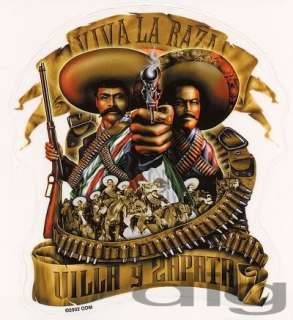 VIVA LA RAZA Chicanos with Smoking Gun Sticker / Decal  