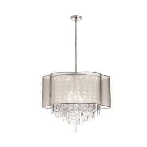   Illusion 6 Light Crystal Pendant in Polished Chrome with Oyster Shade