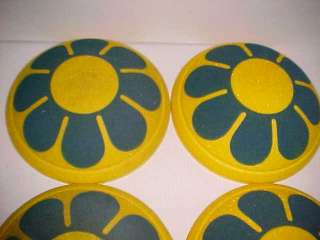 1970s Krazee Hubs sunflower flocked hubcaps set/Volkswagen/VW/bug 
