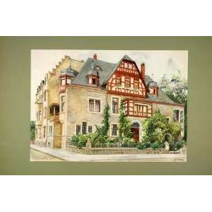  1903 Chromolithograph House Home Karlsruhe Jahnstrasse 