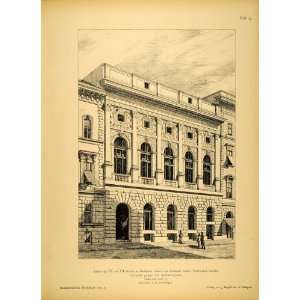  1890 Print Building Budapest Hungary Architecture 