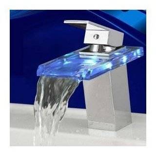   Single Handle Waterfall Bathroom Vanity Vessel Sink LED Faucet, Chrome