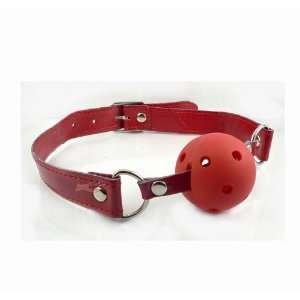  Faux Leather Mouth Harness   Airway Ball Gag (Red 