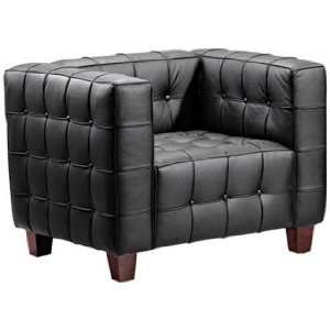    Zuo Button Collection Black Leather Armchair