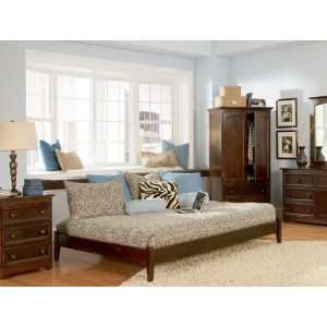  King Size Platform Bed with Open Footrail Antique Walnut 