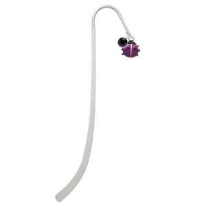  Mini Hot Purple Ladybug Silver Plated Charm Bookmark with 