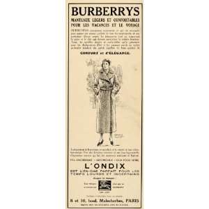 1932 French Ad Burberry Vintage Trench Coat Ladies   Original Print Ad 