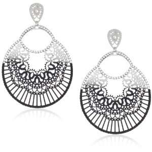  LK Designs Glamorous Lace Round Design Moon Earrings 