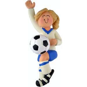  3151 Soccer Player In Blue Uniform Female Blonde 