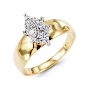  Womens 14k Yellow Gold Solitaire CZ Polished Band Ring 