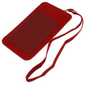 MP4 Phone Stitched Trim Red PVC Faux Leather Vertical 