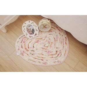  Shabby and Vintage Heart Shape Ruffle Quilted Bath Rug 
