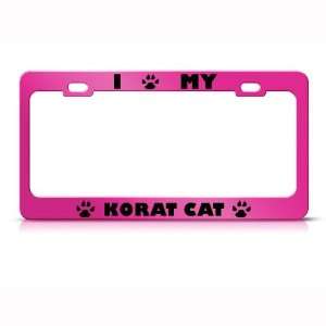 Korat Cat Pink Animal Metal license plate frame Tag Holder