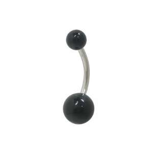  Black UV Acrylic Belly Ring with Surgical Steel Shaft 