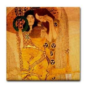  P1of2 Klimt Art Deco Beethoven Freeze Art Tile Coaster by 