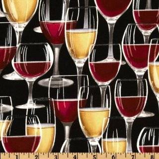  45 Wide Wine Country Wine Bottles Black Fabric By The 