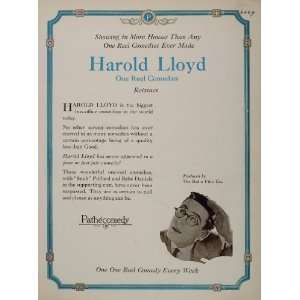   Ad Harold Lloyd Star Pathe Comedy Rolin Film NICE   Original Print Ad