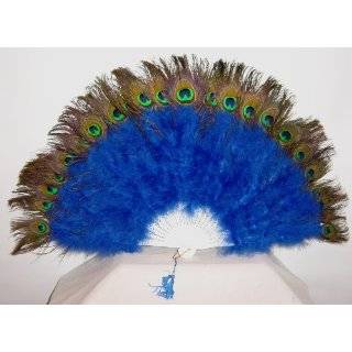  Red Marabou Feather Fan with Peacock Tips Clothing