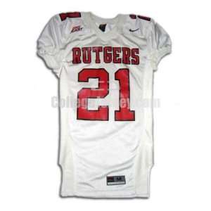  White No. 21 Game Used Rutgers Nike Football Jersey 