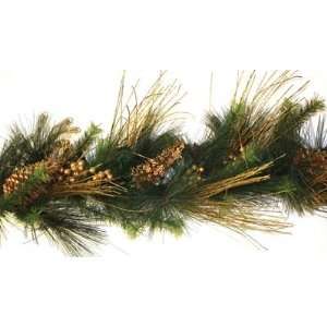  Garland 6 Pine w/ Cone Holly Berries   Gold & Green