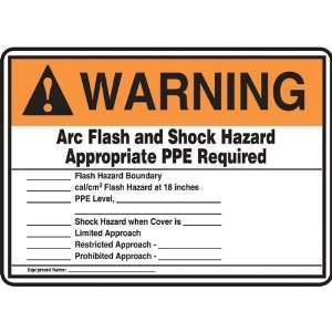 Safety Sign, Arc Flash And Shock Hazard, 10x14, Adhesive Vinyl  