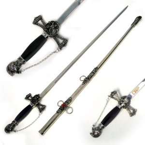  Silver Crusader Knights Templar Sword   Black Handle 