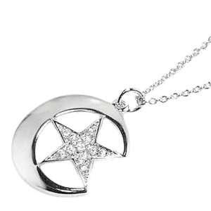   Zirconia Star and Moon Necklace .925 Stamp Hypoallergenic Jewelry