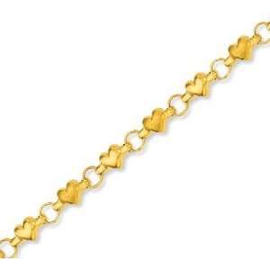    14k Yellow Gold Slick Stylish Heart Fashion Ankle Bracelet Jewelry