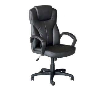 Modern Executive Black Leather Swivel Office Chair With Stitching And 