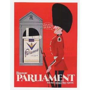  1969 Parliament Cigarette British Guard Print Ad (18439 