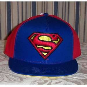  DC SUPERMAN 3D Logo Symbol Flat Brim Cap HAT Adult Size 
