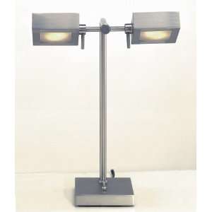  Piazza Collection Satin Steel Two Light Desk Lamp