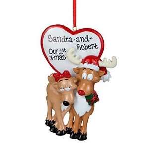   Reindeer Couple With Heart Christmas Ornament