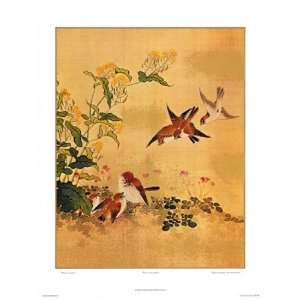  Flowers and Sparrows by Japanese 19x24