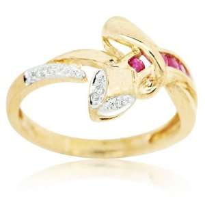    10k Yellow Gold 0.22 cttw. Diamond and Ruby Snake Ring Jewelry