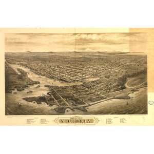 Historic Panoramic Map Birds eye view of Victoria, Vancouver Island 