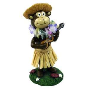  Miniature Dashboard Hula Doll   Monkey w/ Straw Hat 