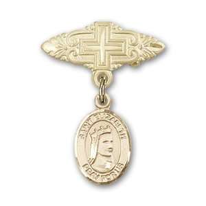 14kt Gold Baby Badge with St. Elizabeth of Hungary Charm and Badge Pin 