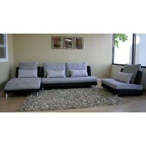  3 piece Leather/Fabric Sectional Sofa Set Wholesale 