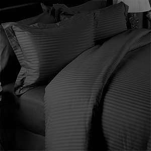  Full/Queen Stripe Black 3pcs Duvet Cover Set 300 Thread 