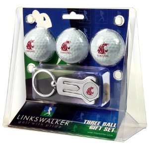  Washington State Cougars 3 Golf Ball Gift Pack w/ Keychain 