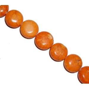  Orange howlite turquoise coin, 14x14mm, sold per 16 inch 