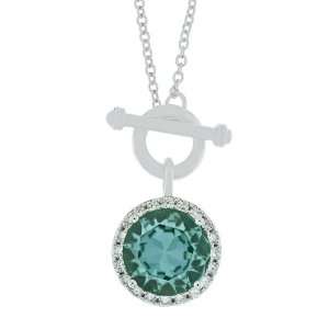   Sterling Silver Round Cut Apple Green Cubic Zirconia Necklace Jewelry